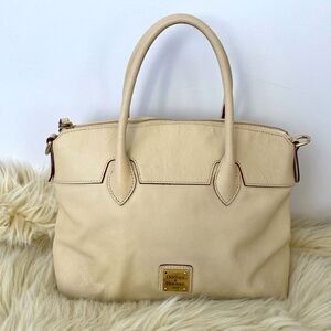Authentic Dooney & Bourke Saffiano Satchel Hand Bag Cream Sz Medium - Vintage